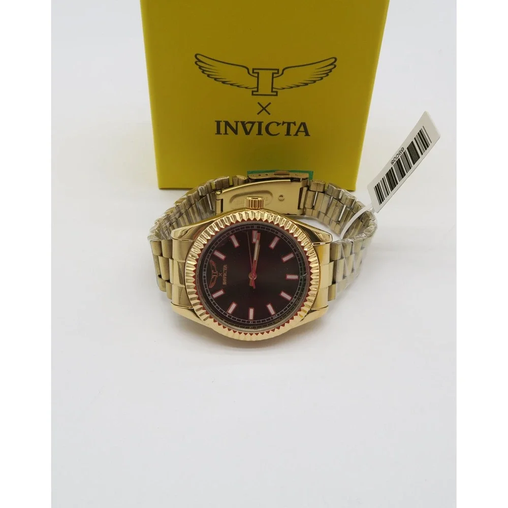 Invicta Specialty I by Invicta 40mm Gold Tone Green Dial Fluted Bezel Watch NEW